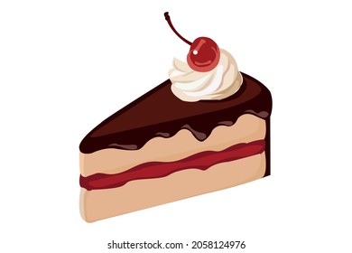 ilustración vectorial de un pastel de cumpleaños con fruta de cerezo