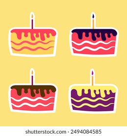Vector Illustration Birthday Cake with cream 