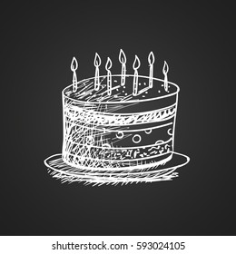 Vector Illustration Of A Birthday Cake Drawing