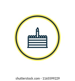 Vector illustration of birthday cake icon line. Beautiful party element also can be used as dessert icon element.