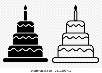 Vector illustration of Birthday Cake icon set isolated on transparent background