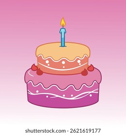 vector illustration of a birthday cake with lit candles
