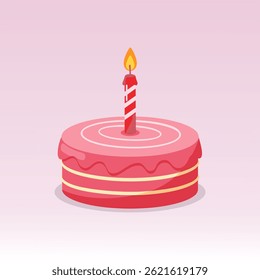 vector illustration of a birthday cake with lit candles