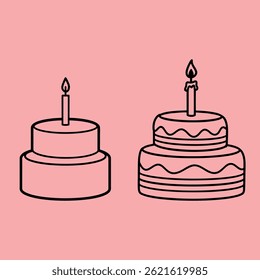 vector illustration of a birthday cake with lit candles
