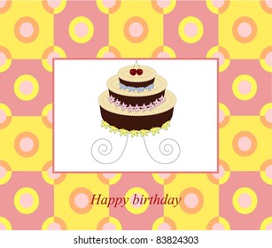 vector illustration of birthday cake (may be used for greeting card)