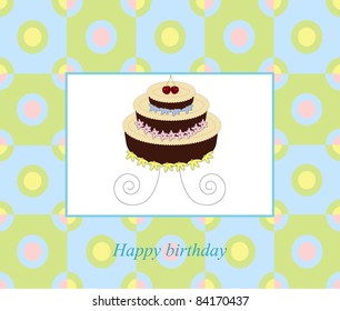 vector illustration of birthday cake (may be used for greeting card)