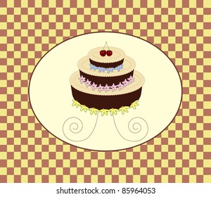 vector illustration of birthday cake (may be used for greeting card)
