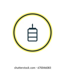 Vector Illustration Of Birthday Cake Outline. Beautiful Meal Element Also Can Be Used As Pastry Element.