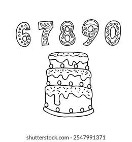 vector illustration of a birthday cake with some number shape candles suitable for celebration 