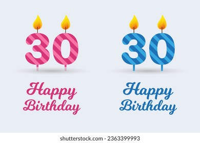 ilustración vectorial con velas de cumpleaños durante 30 años 