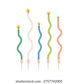 Vector illustration of birthday candles set. Good for prints, greeting card and stationery design, party invitations, and other celebratory materials. Cute design, wavy form.