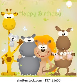 Vector illustration: birthday card, animal & bug theme elements for cards and wallpaper (Part 5)