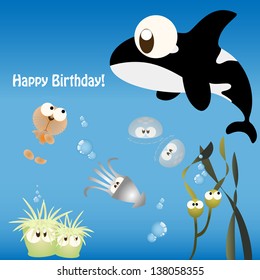 Vector illustration: birthday card, animal & bug theme elements for cards and wallpaper (Part 7)