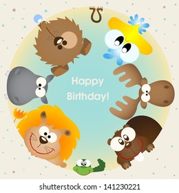 Vector illustration: birthday card, animal & bug theme elements for cards and wallpaper (Part 12)