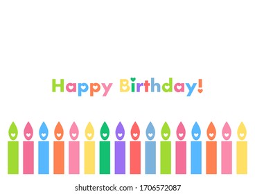 Vector illustration of Birthday card. Candle and heart design. Greeting card.