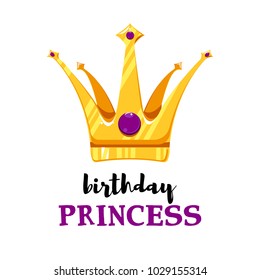 Vector Illustration. Birthday card with cartoon crown