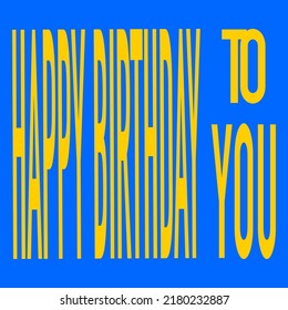 Vector illustration of a birthday card in square format  with yellow text on blue background 