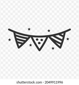 Vector illustration of birthday decoration icon in dark color and transparent background(png).