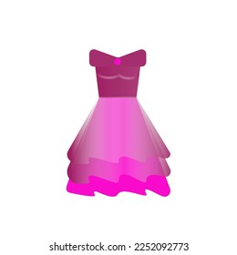 Vector illustration birthday dress with pink color and feminime look