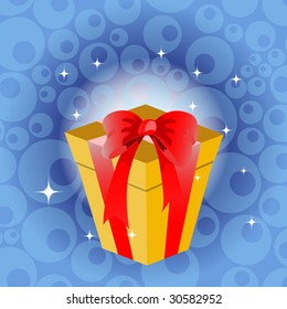 Vector Illustration of birthday giftbox on the shiny background.