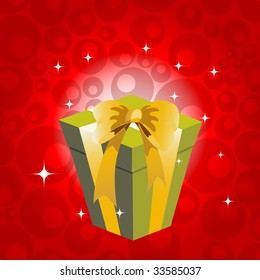 Vector Illustration of birthday giftbox on the shiny background.