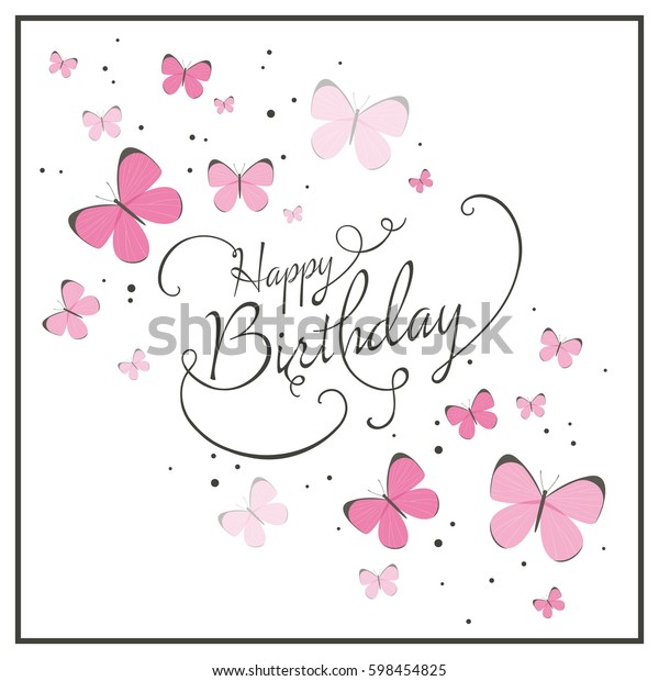 Vector Illustration Birthday Greeting Card Pink Stock Vector (Royalty ...