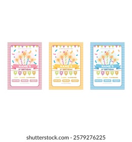 Vector Illustration of Birthday Invitation Flyer Poster Template Design
