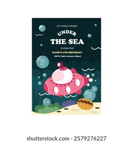 Vector Illustration of Birthday Invitation Flyer Poster Template Design