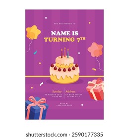 Vector illustration of birthday invitation flyer poster template design