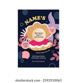 Vector illustration of birthday invitation flyer poster template design