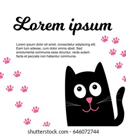 Vector illustration. Birthday invitation template. Cute cat