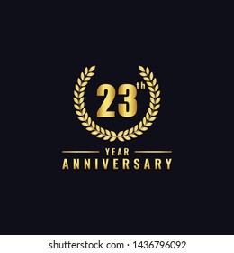Vector illustration of a birthday logo number 23 with gold color, can be used as a logo for birthdays, leaflets and corporate birthday brochures. - Vector
