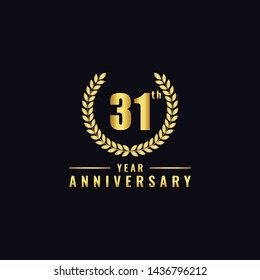 Vector illustration of a birthday logo number 31 with gold color, can be used as a logo for birthdays, leaflets and corporate birthday brochures. - Vector