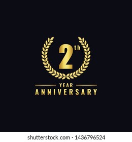 Vector illustration of a birthday logo number 2 with gold color, can be used as a logo for birthdays, leaflets and corporate birthday brochures. - Vector
