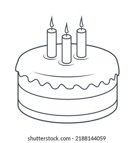 Vector illustration of a birthday party cake, hand drawn illustraton for postcards design, birthday presents, gift shops, web resources, any kind of using. 