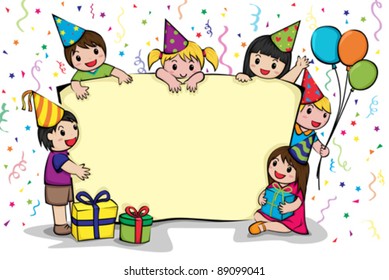 A Vector Illustration Of A Birthday Party Invitation Card