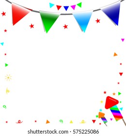 Vector illustration of birthday ribbon & flag decoration design element.