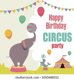 vector illustration. Birthday in the style of the circus