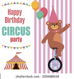 vector illustration. Birthday in the style of the circus