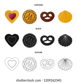 Vector illustration of biscuit and bake icon. Collection of biscuit and chocolate vector icon for stock.