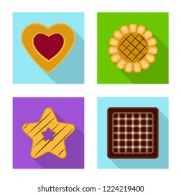 Vector illustration of biscuit and bake icon. Collection of biscuit and chocolate stock vector illustration.