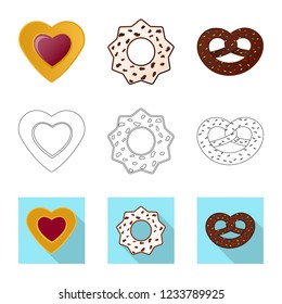 Vector illustration of biscuit and bake icon. Set of biscuit and chocolate stock symbol for web.