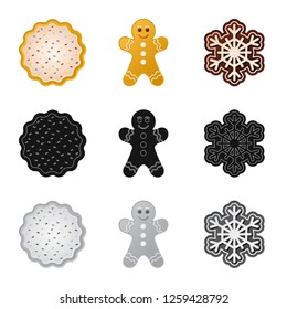 Vector illustration of biscuit and bake icon. Collection of biscuit and chocolate stock vector illustration.