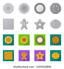 Vector illustration of biscuit and bake icon. Collection of biscuit and chocolate stock symbol for web.