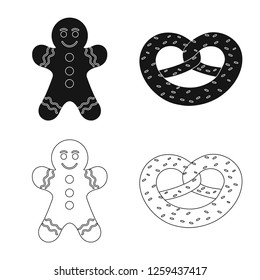 Vector illustration of biscuit and bake icon. Collection of biscuit and chocolate stock symbol for web.