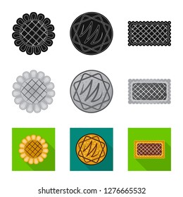 Vector illustration of biscuit and bake icon. Collection of biscuit and chocolate stock vector illustration.