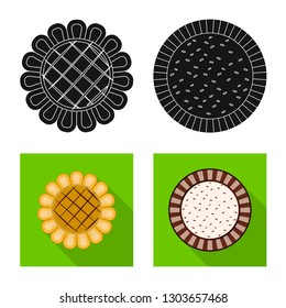 Vector illustration of biscuit and bake icon. Set of biscuit and chocolate stock vector illustration.