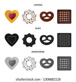 Vector illustration of biscuit and bake icon. Collection of biscuit and chocolate stock vector illustration.
