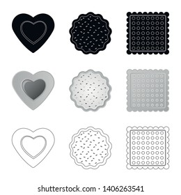 Vector illustration of biscuit and bake icon. Set of biscuit and chocolate stock symbol for web.