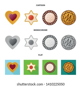 Vector illustration of biscuit and bake icon. Set of biscuit and chocolate vector icon for stock.